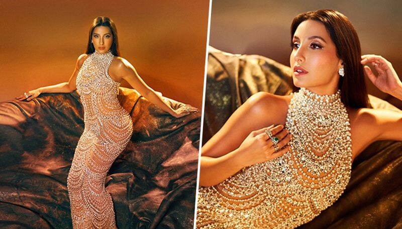 Nora Fatehi HOT Photos: Actress flaunts her voluptuous body in sheer-diamond studded gown; see sexy pictures vma