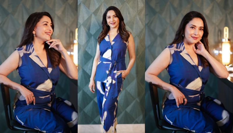 Madhuri dixit in blue coord set photos viral azn 