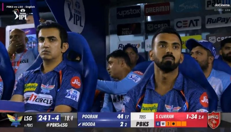 Fans trolls Gautam Gambhirs angry Face During LSG's Excellent Batting Display gkc