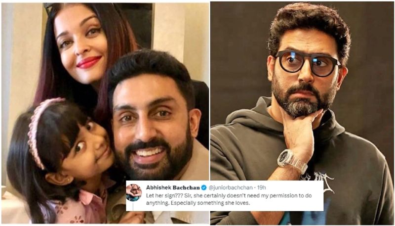 Abhishek Bachchan reacts as fan says him to let Aishwarya Rai work more sgk