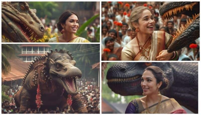 Exploring the combination of Pooram and Dinosaurs in a parallel universe AI Images