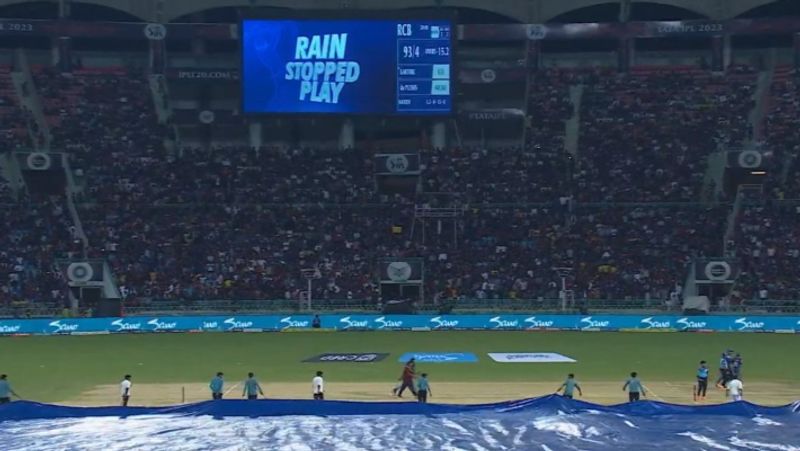 LSG vs RCB match stopped due to rain in lucknow saa