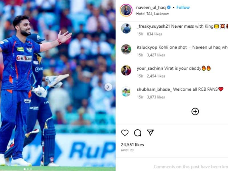 virat kohli fans cyber attack Naveen ul Haq Disables Instagram Comments btb