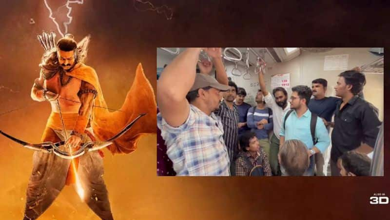 Jai Shri Ram song from Adipurush singing in mumbai local trains