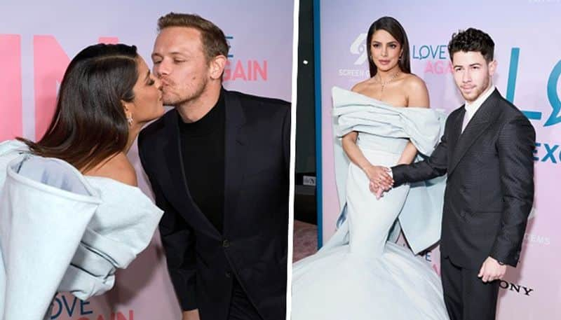 Love Again Premiere: Priyanka Chopra kisses co-star Sam Heughan; Nick Jonas also walks with wife on red carpet RBA