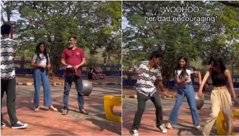 Man encourages his children to dance in public in viral video krj