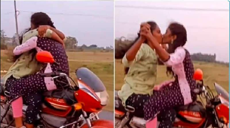 same sex couples lip kiss on moving bike Video goes viral people asked police to action akb