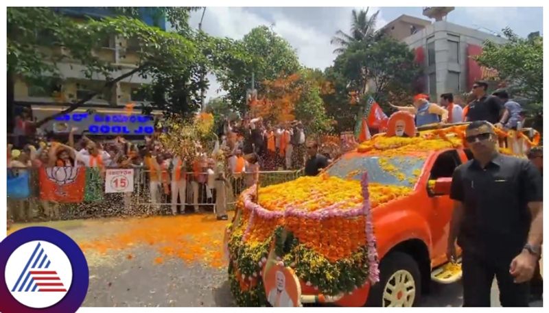 PM Modi begins 26 km roadshow in Bengaluru; Congress leader Sonia Gandhi in Hubballi