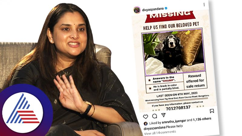 Actress Ramyas dog has gone missing and will reward those who find it