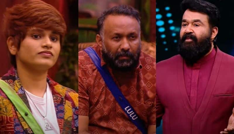 mohanlal questions anjuz rosh and omar lulu in bigg boss malayalam season 5 nsn