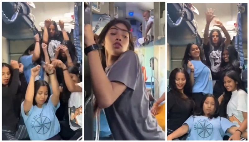 Social media users applauded and criticized the video of the girls dancing on the train bkg