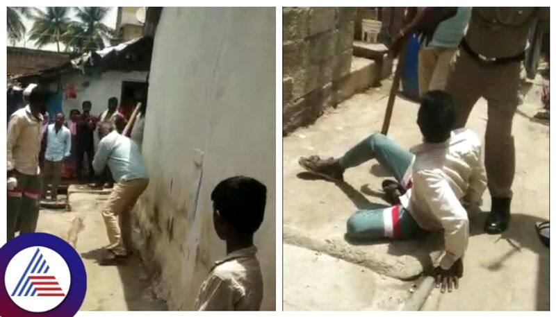 Family fighting in front of the police at Bhadravati in Shivamogga gow