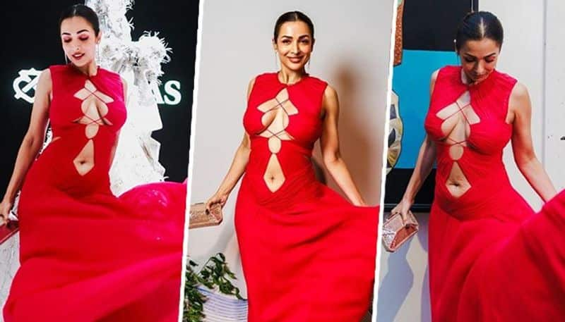 Malaika Arora HOT Photos: Bollywood diva flaunts hourglass figure in bold red criss-cross pattern gown vma