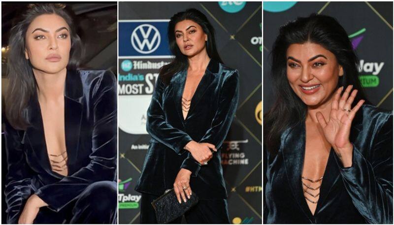 Sushmita Sen look like boss lady in velvet pantsuit sgk