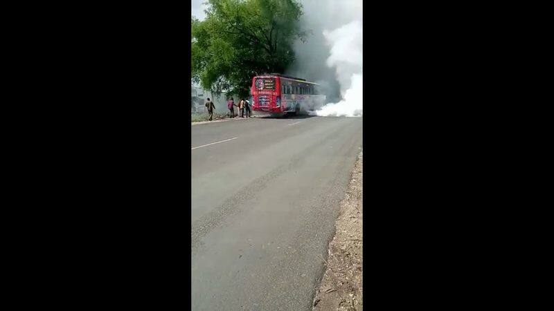 a private bus stuck fire accident in coimbatore district