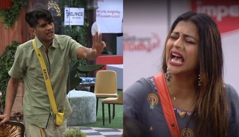 akhil marar and shobha fight in bigg boss malayalam season 5 nrn