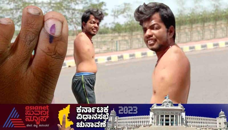 Karnataka Election 2023 voting by the disabled man in ballari gvd