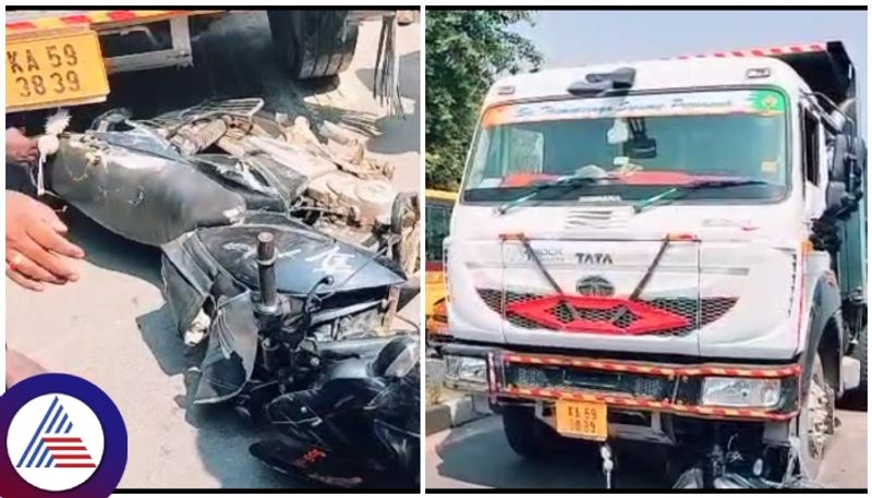 Bengaluru Accident tipper collided to bike woman spot death sat