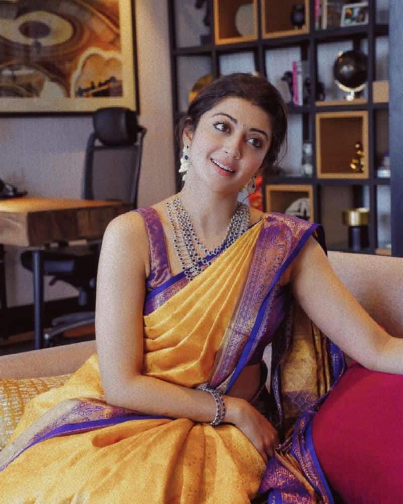 pawan kalyan heroine pranita subhash looking adorable in silk saree ksr 