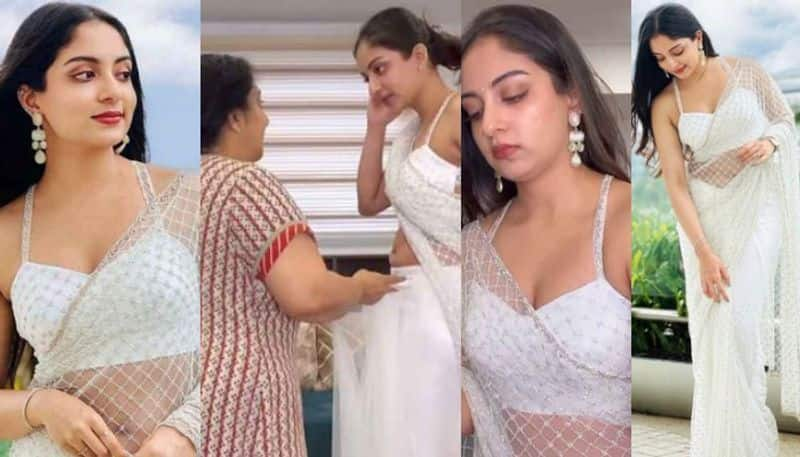 ishaani krishna in white saree makeover video azn 