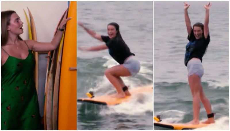 Australia and CSK Legend Matthew Hayden Daughter Grace Explores Surfing in chennai watch video btb