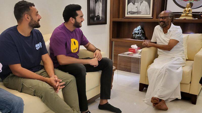 varun chakravarthy and venkatesh iyer meet Rajinikanth after CSK vs KKR match