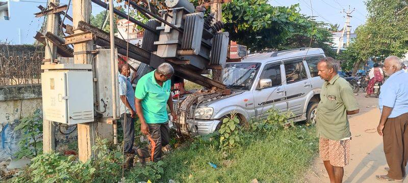 alcoholic scorpio car hit transformer in coimbatore district