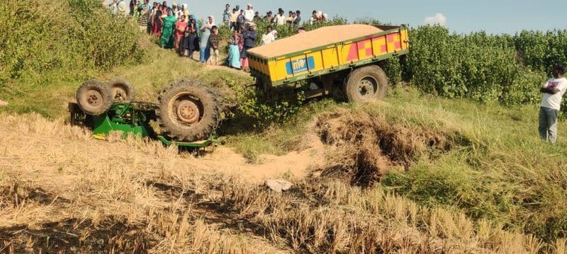 man dies after tractor overturns in peddapalli district ksp