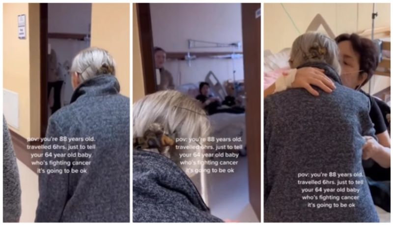 video of 88-year-old mother traveled 6 hours to see her 64-year-old daughter who was in treatment for cancer goes viral bkg 