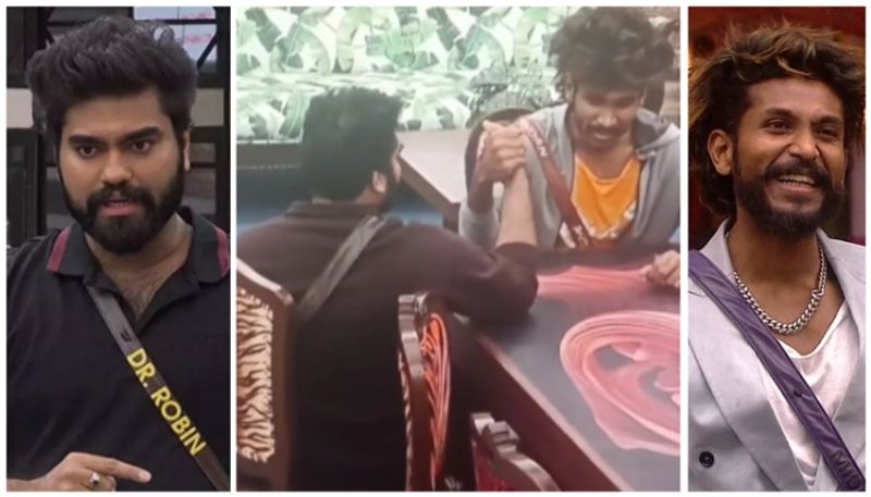 bigg boss malayalam season 5 robin midhun arm wrestling vvk