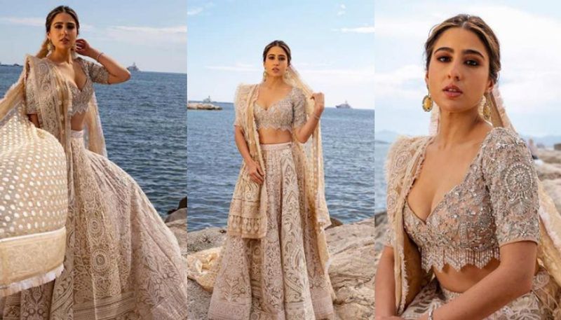 Cannes 2023 Sara Ali Khan in Lehenga photos viral azn 