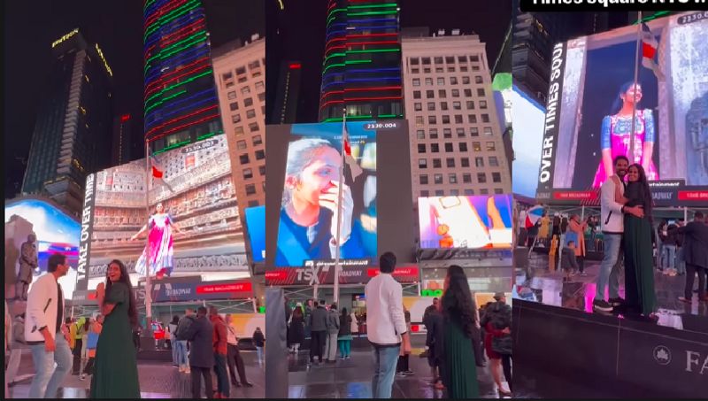 An Indian surprised his girlfriend with a slide show at New Yorks Times Square akb