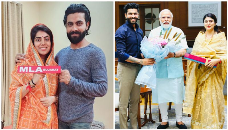 Ravindra Jadeja wife Rivaba meet PM Modi pic here btb