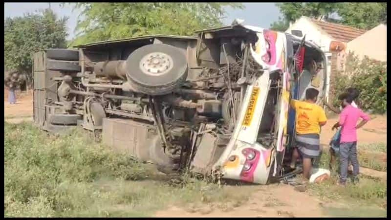 more than 10 passengers injured at private bus accident in ariyalur district