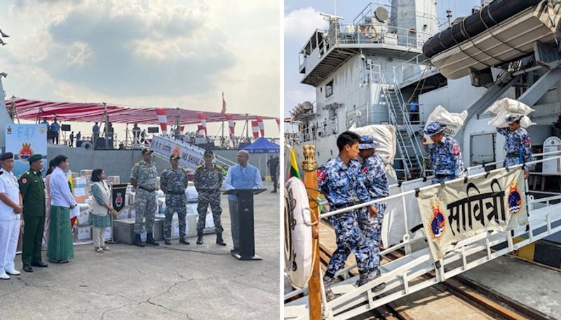 India to the rescue again 4 Navy ships delivers over 40 tonnes of relief material to Mocha hit Myanmar gcw