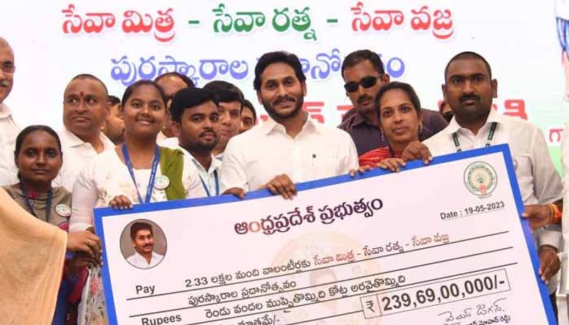 AP CM  Y S Jagan Mohan Reddy  presented  awards to best volunteers lns