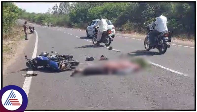 Bagalkote bike accident father dies in front of son sat