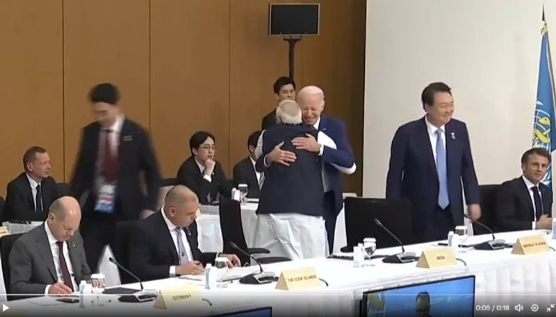 WATCH: PM Modi, US President Joe Biden share warm hug at G7 Hiroshima Summit anr