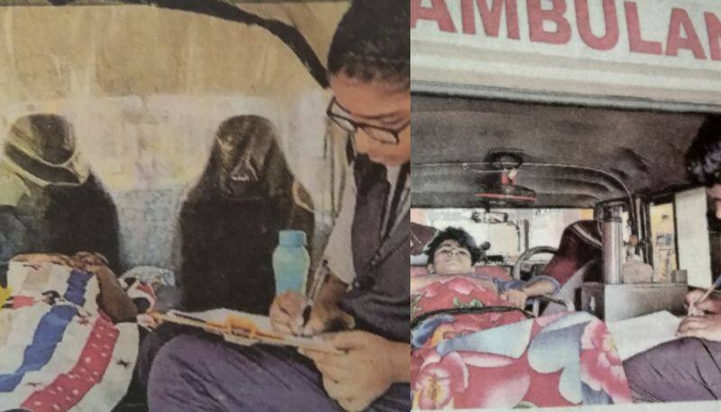 two students who were bed ridden during SSLC exam and wrote the exam inside ambulance fly high with colors etj