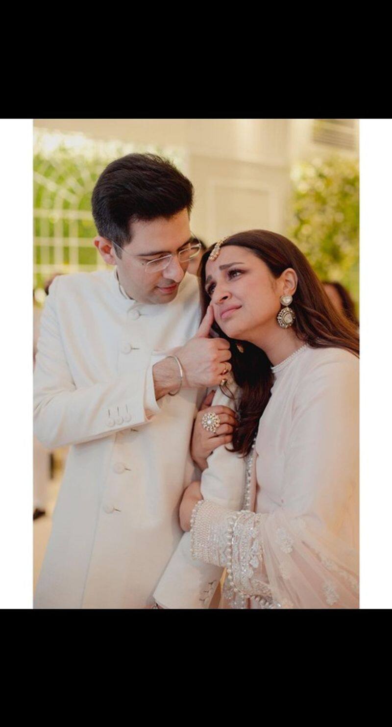 Raghav Chadha wiping Parineeti Chopra tears as she got emotional during engagement sgk