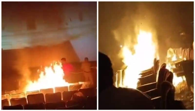 Fire Breaks Out In Theatre Playing Simhadri After Jr NTR Fans Burst Crackers vvk