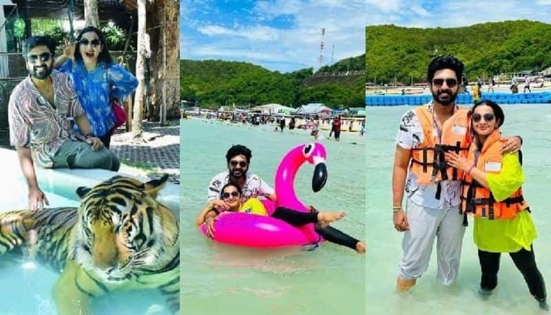 malavika krishnadas and thejas shares their honeymoon video from thailand nsn