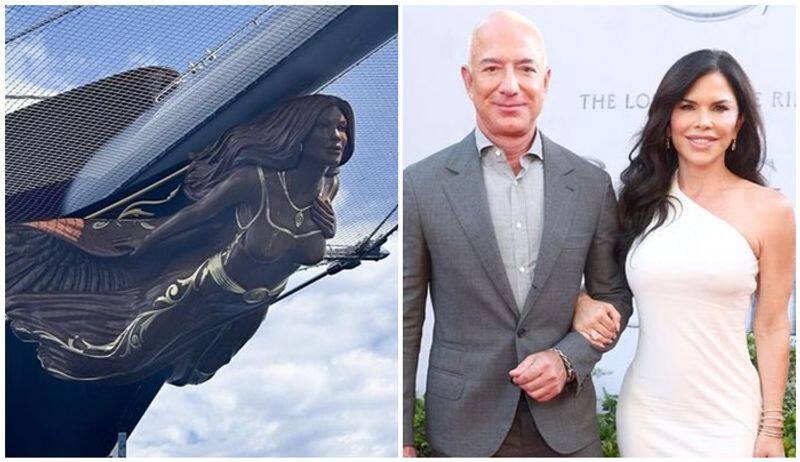 Jeff Bezos Yacht Koru worth Rs 4000 crore girlfriend Lauren Sanchez statue installed in its front san