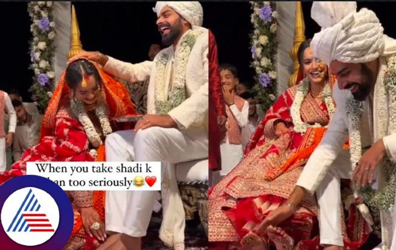 Bride and groom touch each others feet during wedding rituals, netizens love it Vin