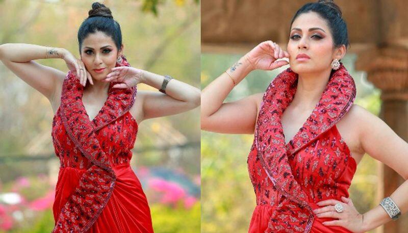 Actress Sada stunning look in red outfitNSK