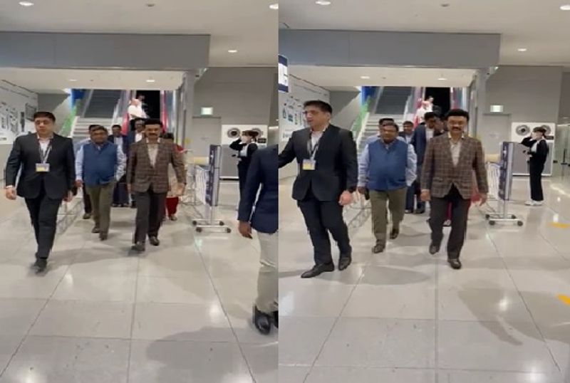 cm stalin arrived at kansai airport in japan after completing his two day tour in singapore