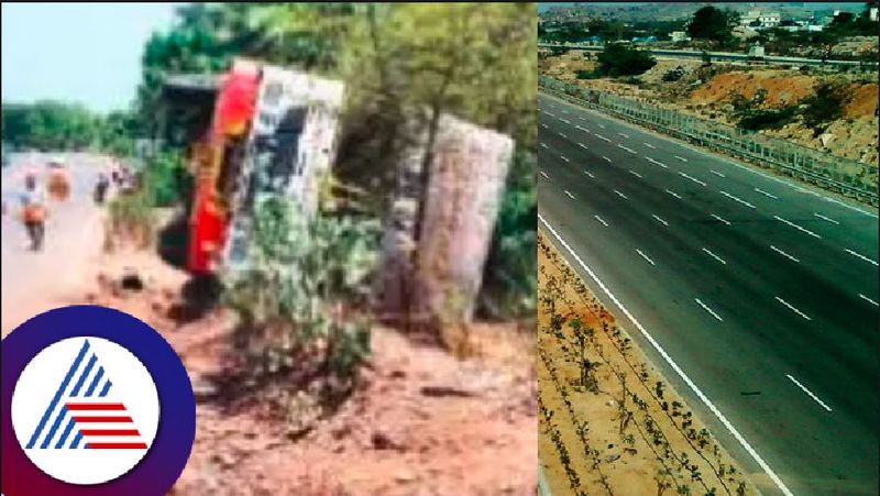 lorry loaded with goods overturned after the driver lost control at honnavar rav