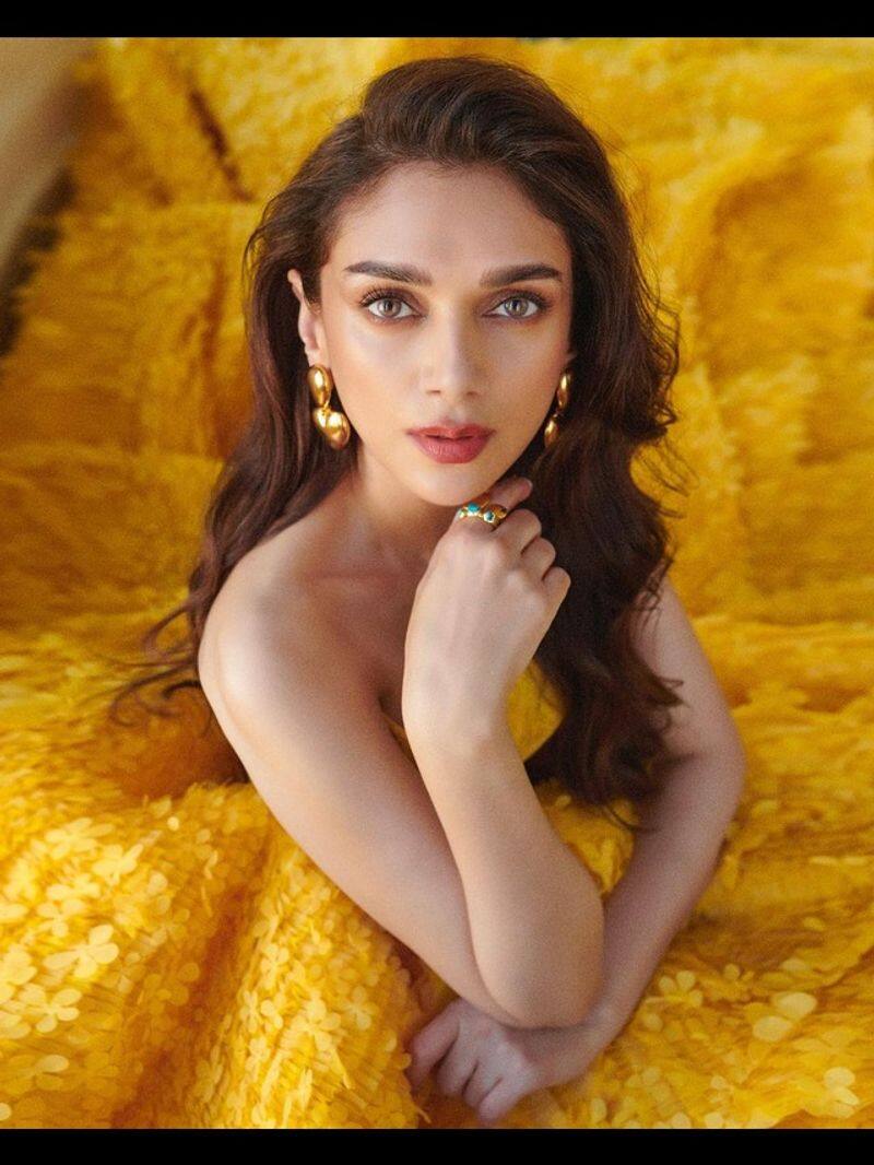 Aditi Rao Hydari On The Red Carpet in a yellow gown sgk