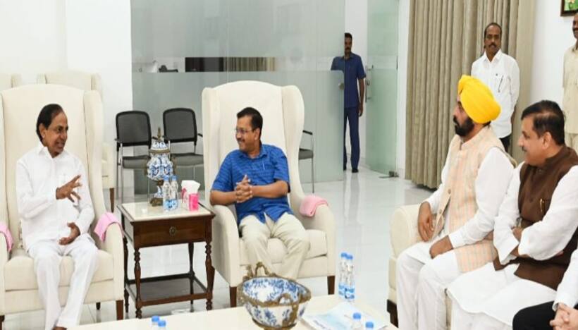 కేసీఆర్‌తో కేజ్రీవాల్, భగవంత్ మాన్ భేటీ.. మధ్యాహ్నం 3 గంటలకు కీలక ప్రెస్ మీట్..!!