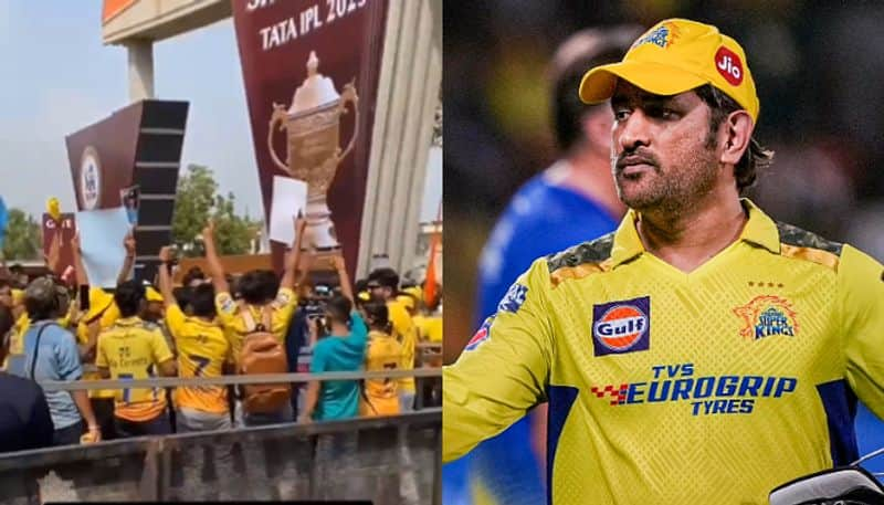 Watch MS Dhoni CSK chants in Narendra Modi Stadium ahead IPL 2023 Final CSK VS GT jje 